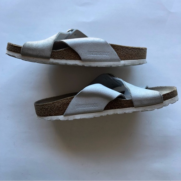 Birkenstock Big Buckle Silver Slide On Sandals 40 - Picture 10 of 12